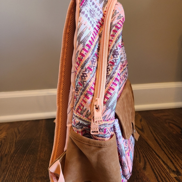 Roxy Peach Southwest Style Backpack with Suede Bottom & Laptop Sleeve - Picture 7 of 12